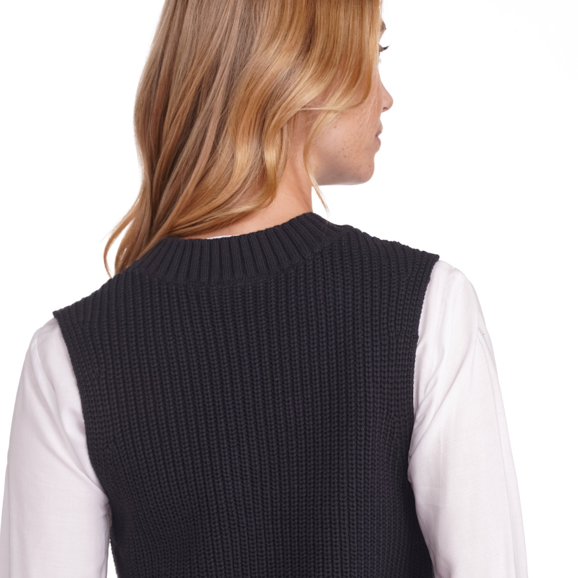 Jonas Nielsen Damen Strickpullunder im Basic-Look nachtblau