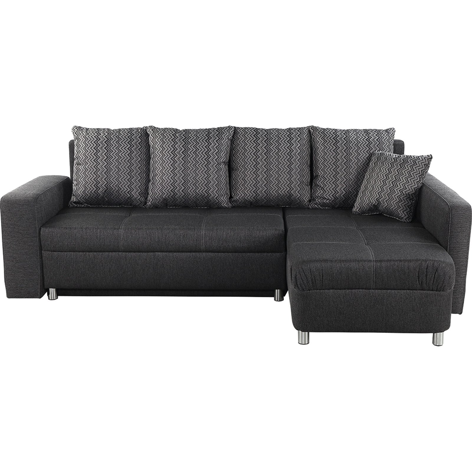 Ecksofa Olbia Stoff dunkelgrau, Recamière rechts