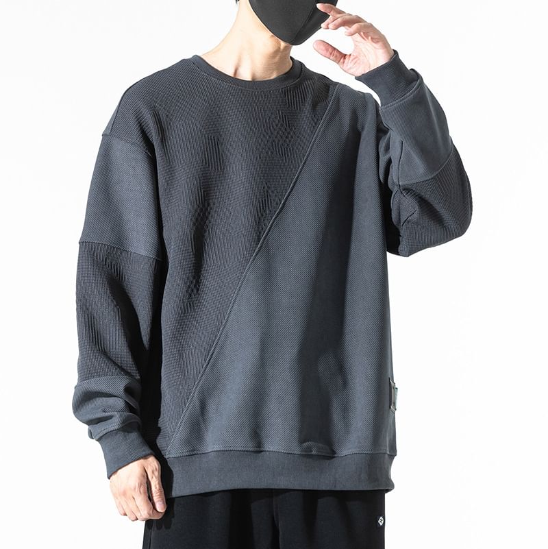 Nataro - Sweatshirt met ronde hals en jacquardpaneel