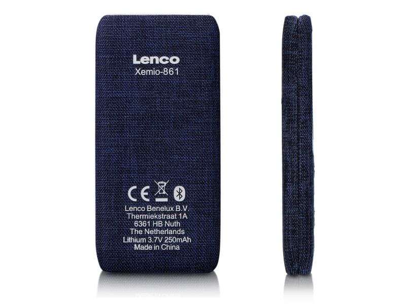 Lenco MP3 Player Xemio-861 Blau MP3-Player mit Bluetooth & 8 GB Micro SD Card