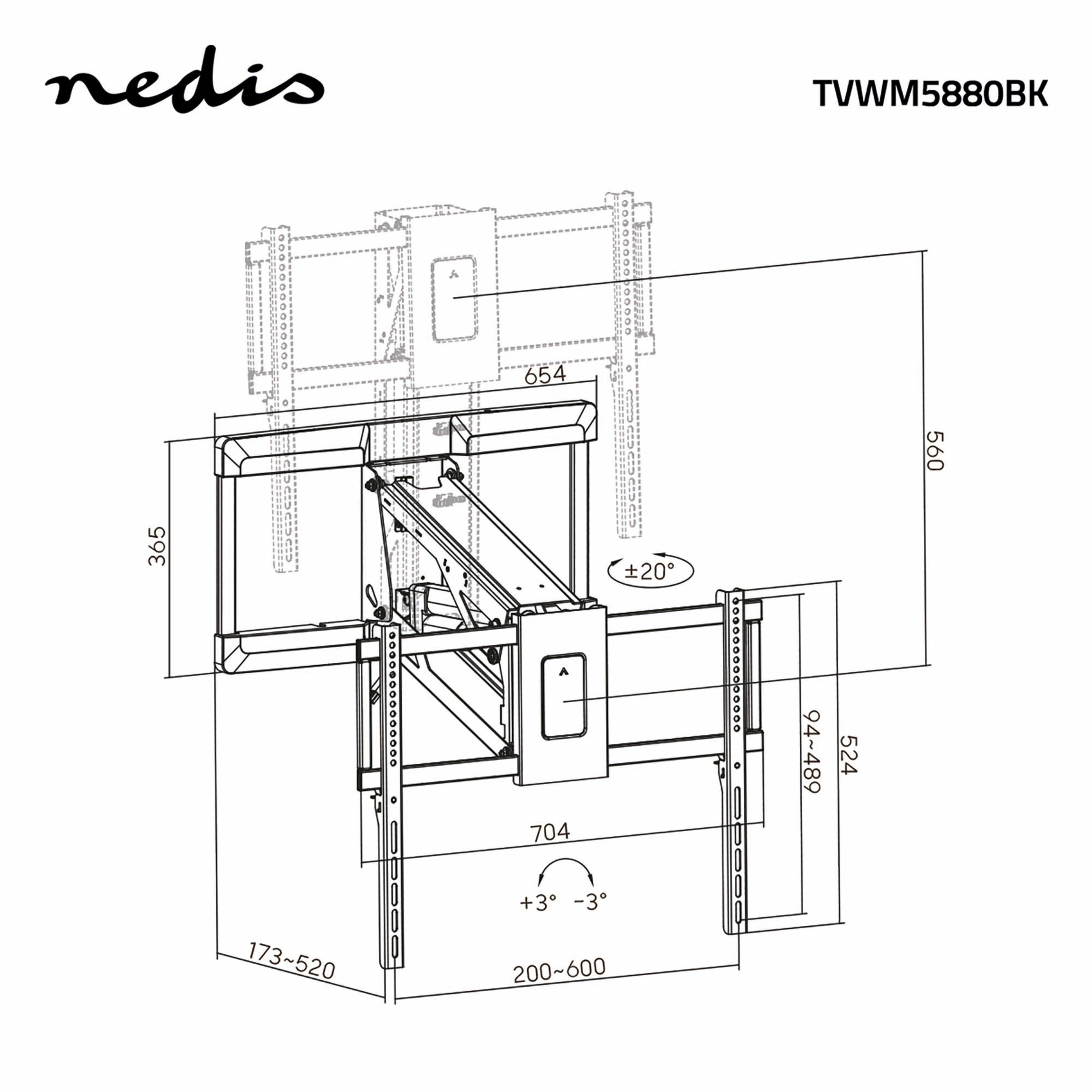 Nedis Motorisert TV-veggfeste 37–75