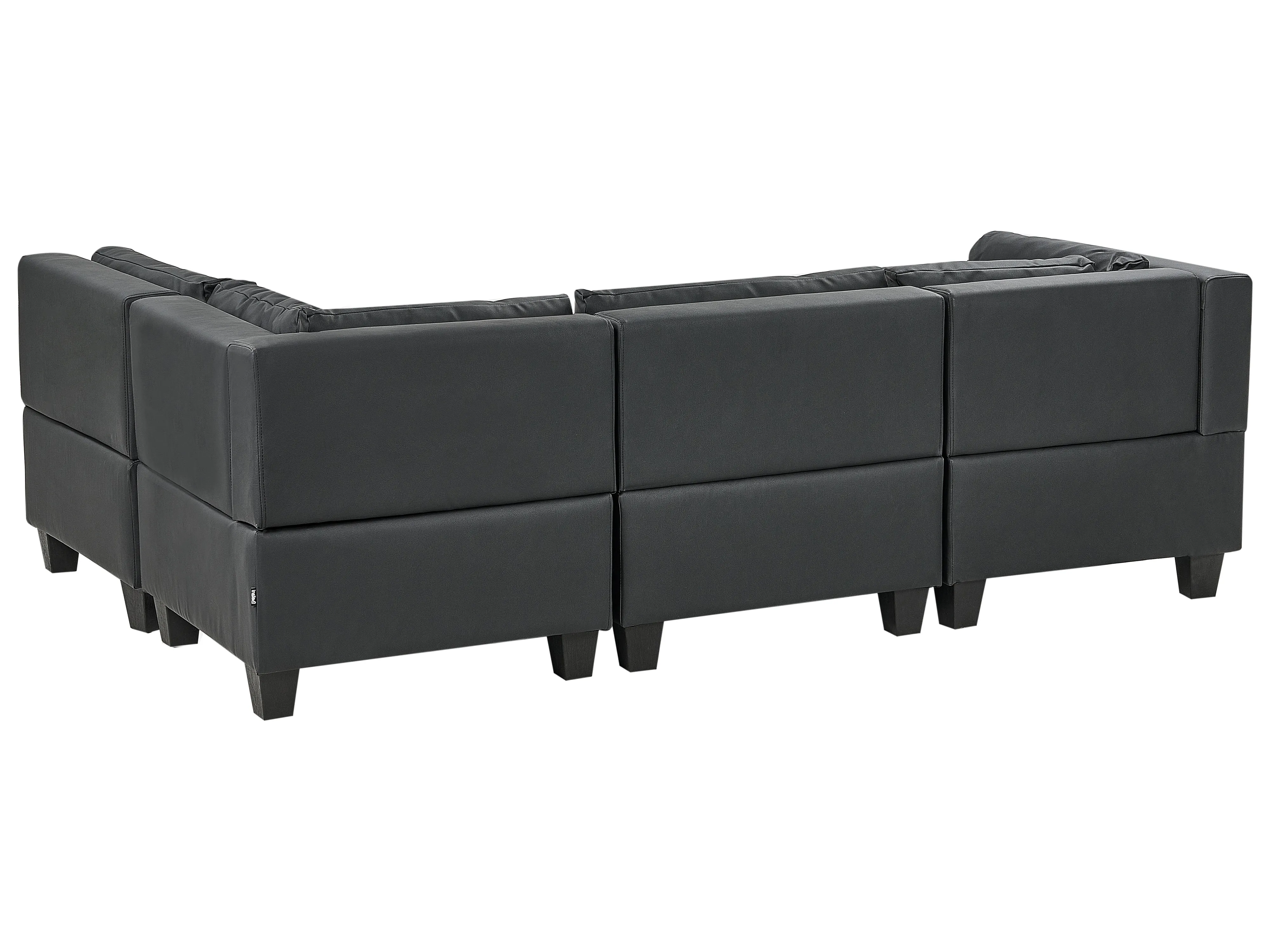 Modulaire hoekbank 4-zits UNSTAD Kunstleer Zwart linkszijdig