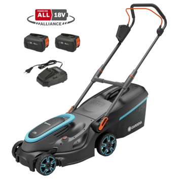 Gardena 2x18V grasmaaier Powermax P4A 37cm incl. twee 4.0Ah accu's   lader