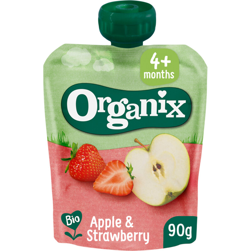 Organix Knijpfruit appel & aardbei 4m+
