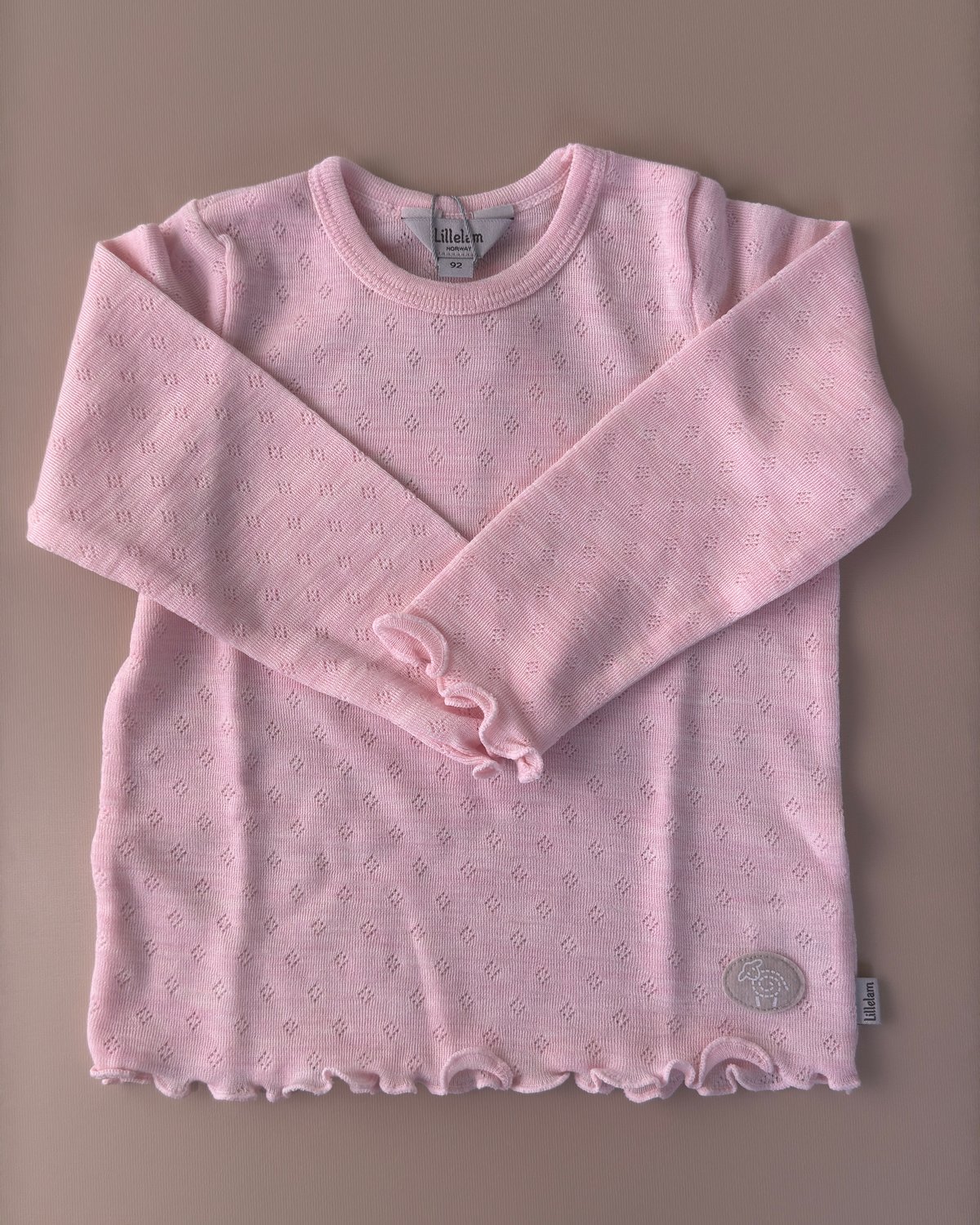 Ulltrøye m/ Volanger – Tynn ullkvalitet – 100% Merino, Pointelle