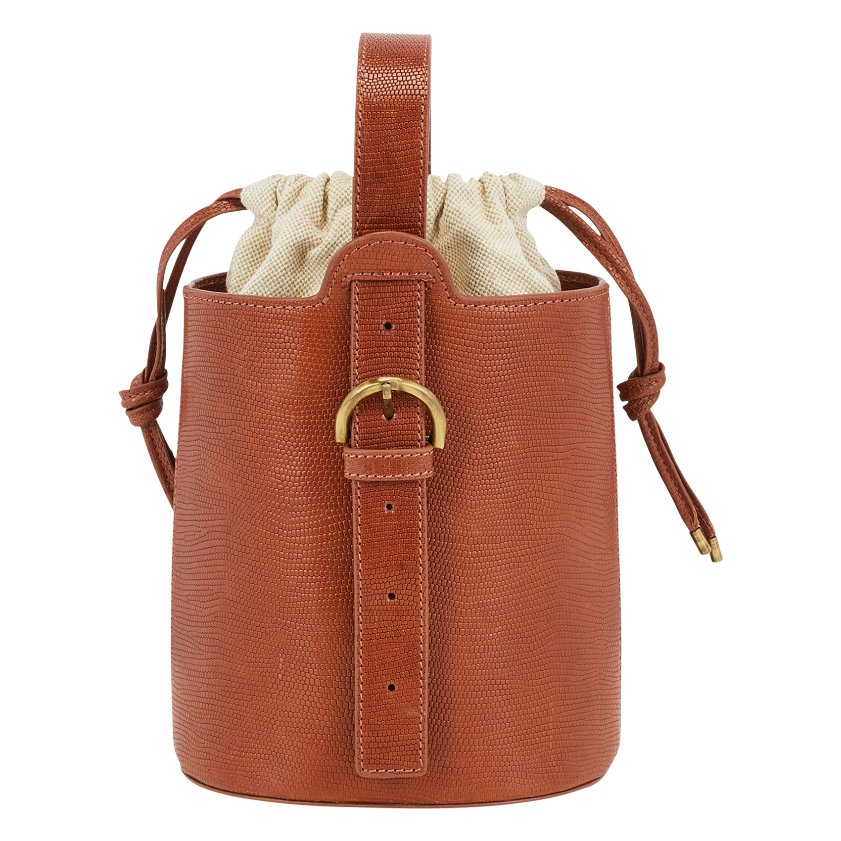 ATIKA - Sac seau en cuir mélangé | Marron