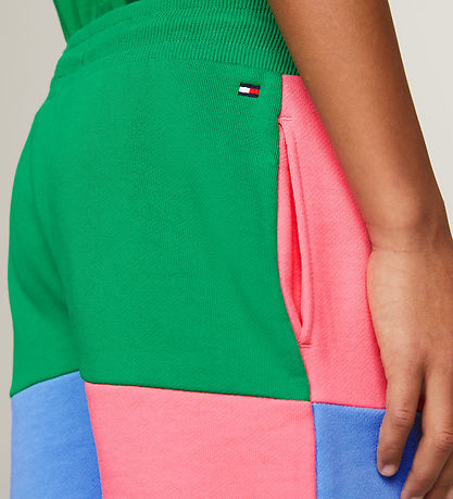 Tommy Hilfiger Sweatshorts - U Colorblock Monogram -  Grøn/Gul/Pi
