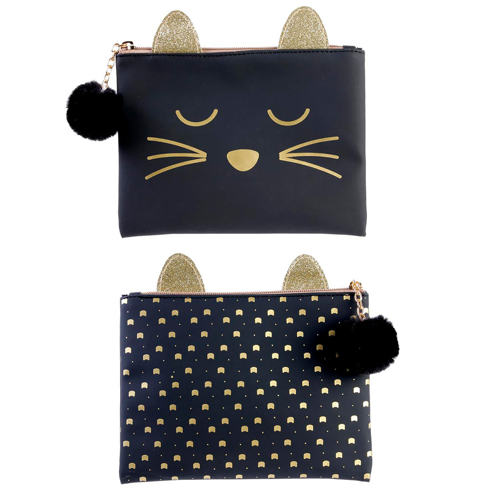 Pochette PVC imprimé chat 15x18cm