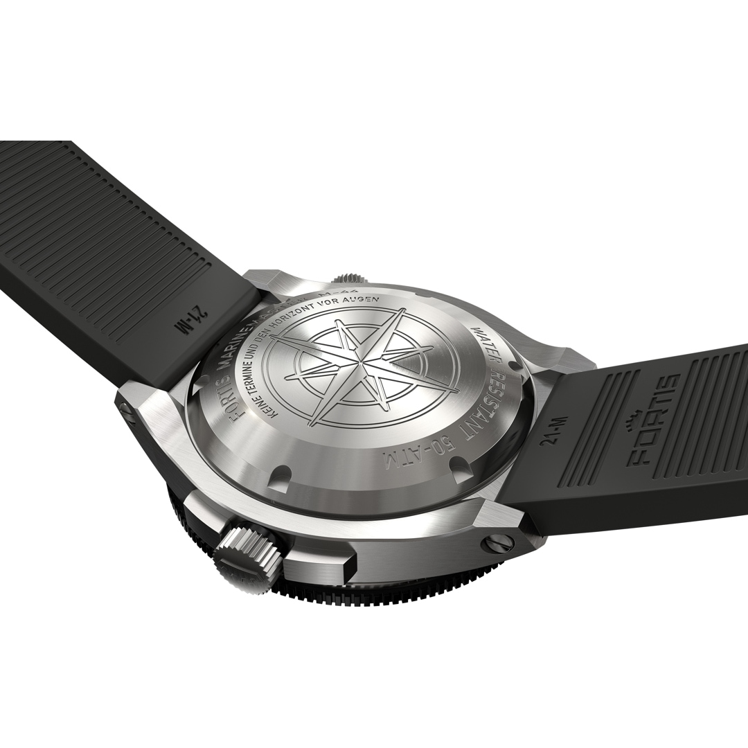 Fortis Marinemaster M-44 Chronometer Black Resin Horizon Strap