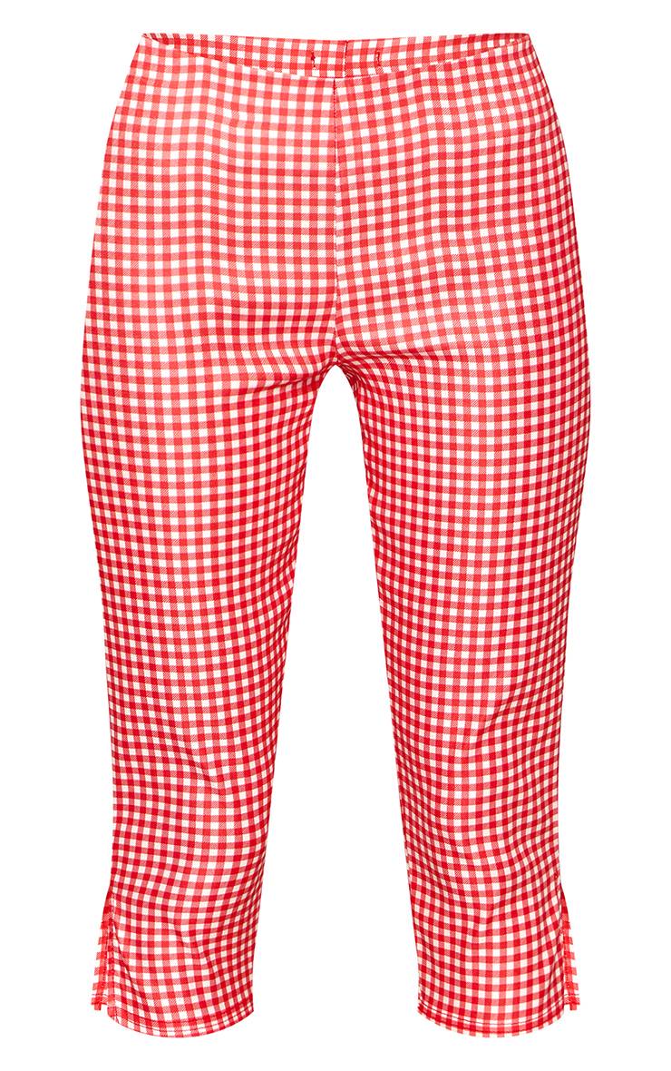 Rouge Ensemble Coordonné Pantalon Capri Imprimé Vichy