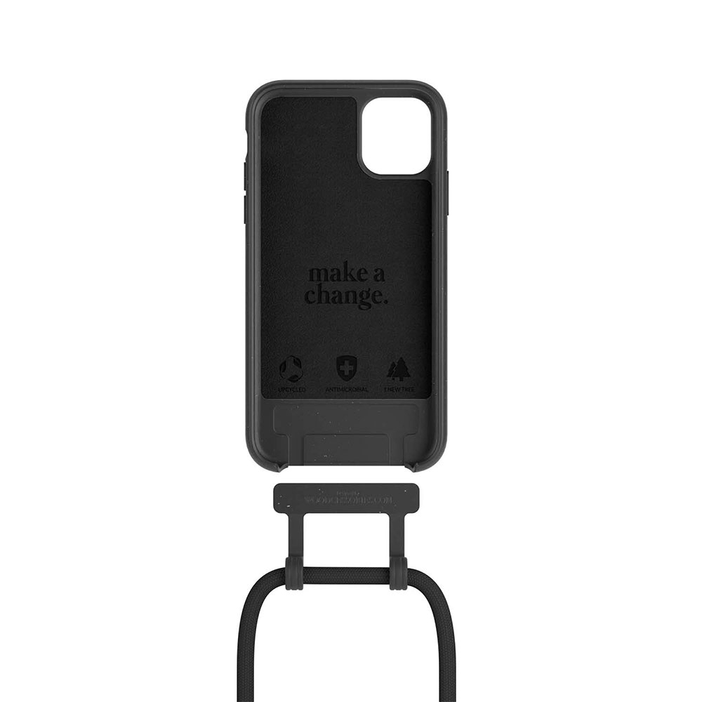iPhone 11 / iPhone Xr Necklace ChangeCase Antimikrobielle Schutzhülle Vegan Biologisch Abbaubar   Abnehmbare Handykette CHA014 Schwarz