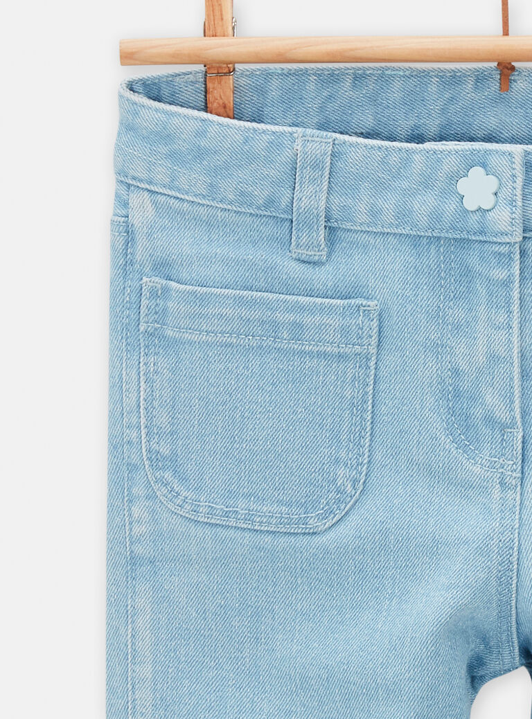 Jean denim clair taille haute flare pour fille