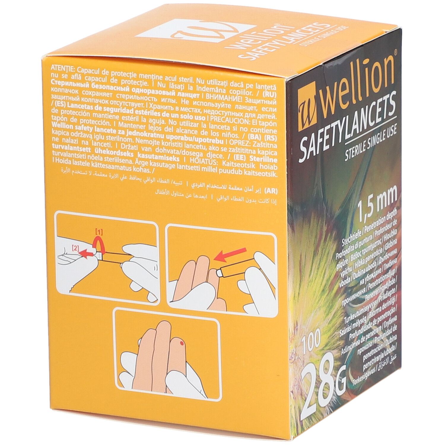 Wellion Safetylancets 28 G 1,5 mm