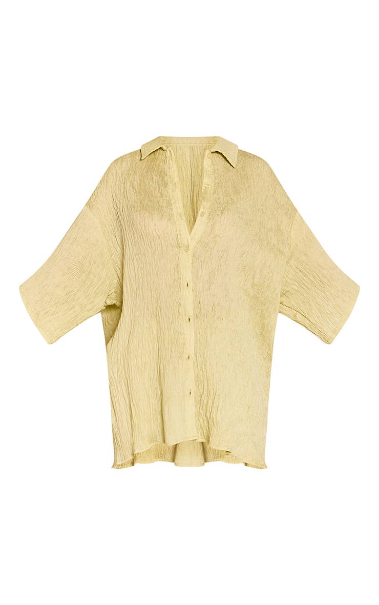 Pale Lime Chemise Oversize À Manches Courtes En Tissu Texturé Tissé Coordonné