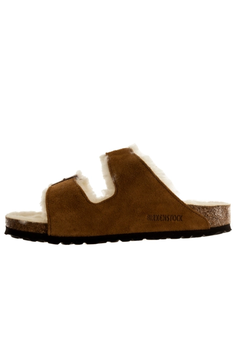 Sandales - nu-pieds birkenstock arizona shearling leve narrow 00491 -mink