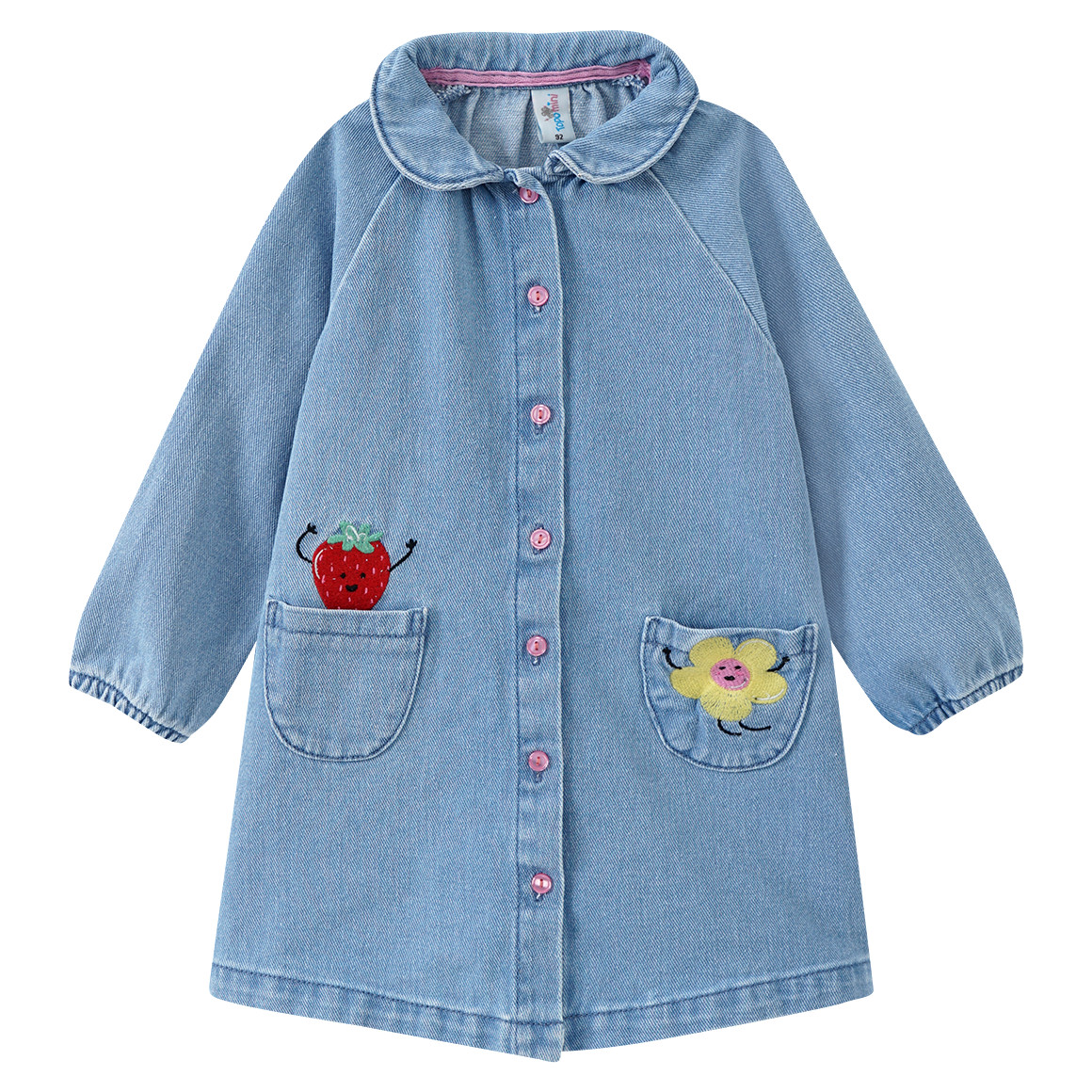 Topomini Baby Jeanskleid mit Stickereien hellblau