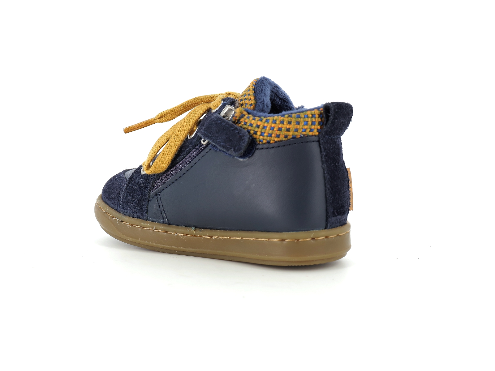 Shoopom-BOUBA ZIP WOOL Cuir Bleu-Jaune