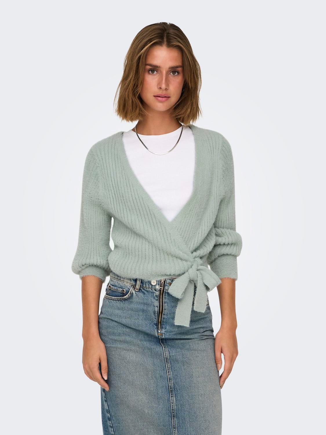 ONLAMANDA Strickpullover Aqua Gray