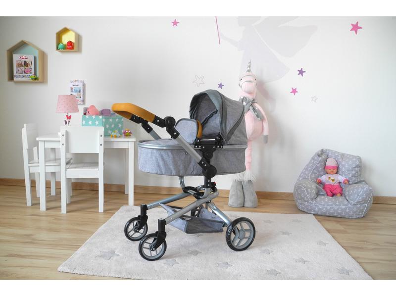 Knorrtoys Puppenwagen Boonk Stone Grey Kombi-Puppenwagen mit verstellbarem Verdeck