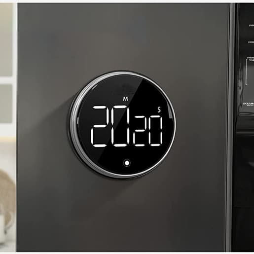 Magnetisk digital køkkenur med stort LED display Sort