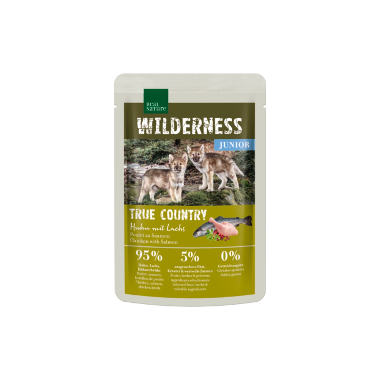 REAL NATURE WILDERNESS Nassfutter Hund, Junior, True Country Huhn mit Lachs 12x100 g