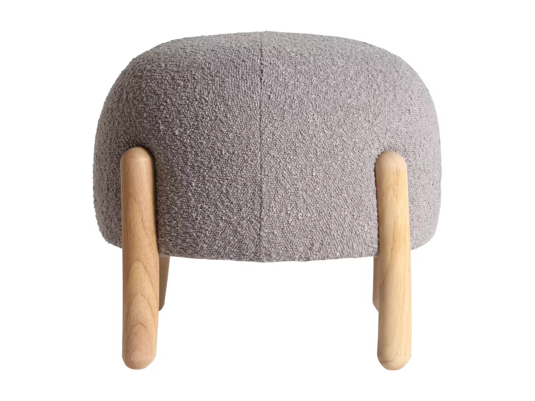 Repose- pied en coton bouclé gris 45x45x36 cm