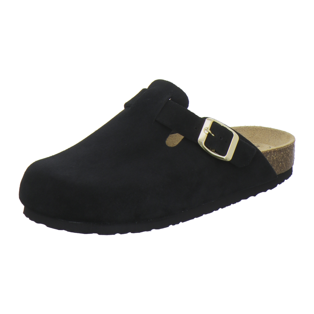 Clogs Damen Leder schwarz Velour