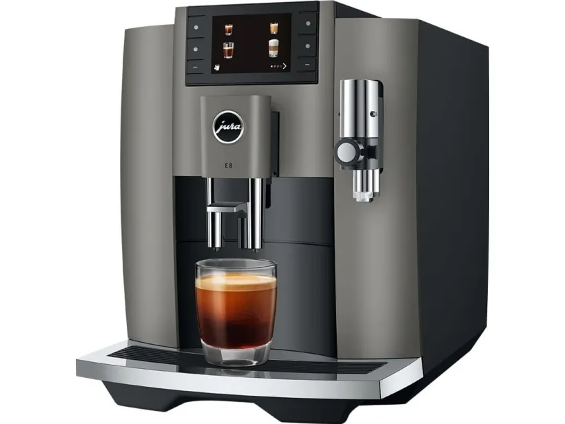 Jura E8 - Automatisk kaffemaskine med mælkeskummer - 15 bar - mørk inox