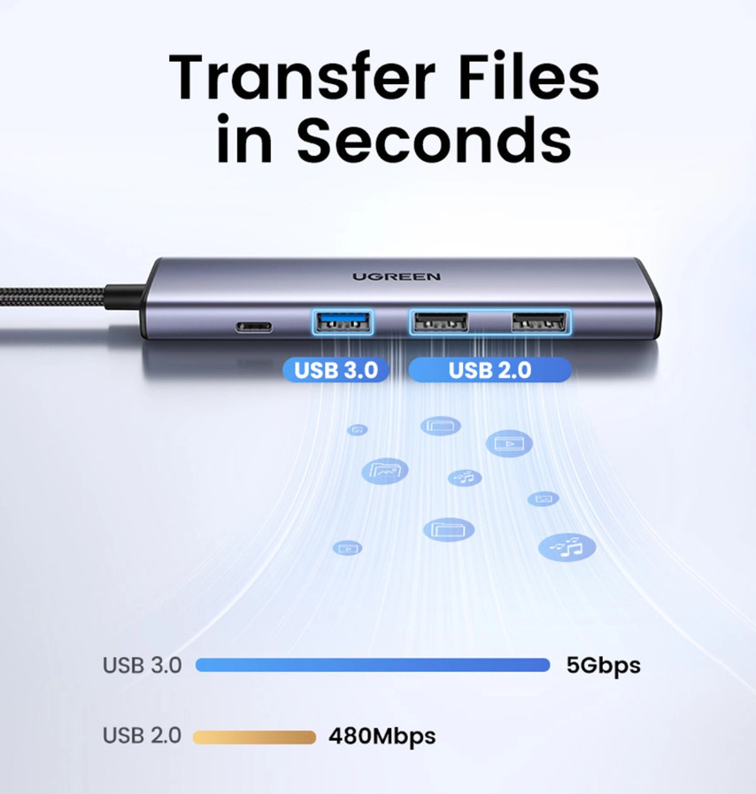 5 in 1 USB C Multiport Adapter HUB mit 2x USB 2.0 / 1x USB 3.0 / 1x USB-C (PD/100W) / 1x HDMI (15495) - Silber