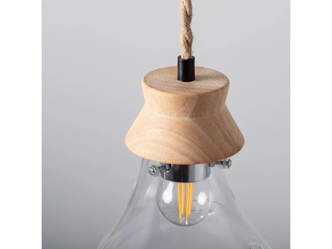 Suspension Bois et Verre Kathu Bumbieris Naturel