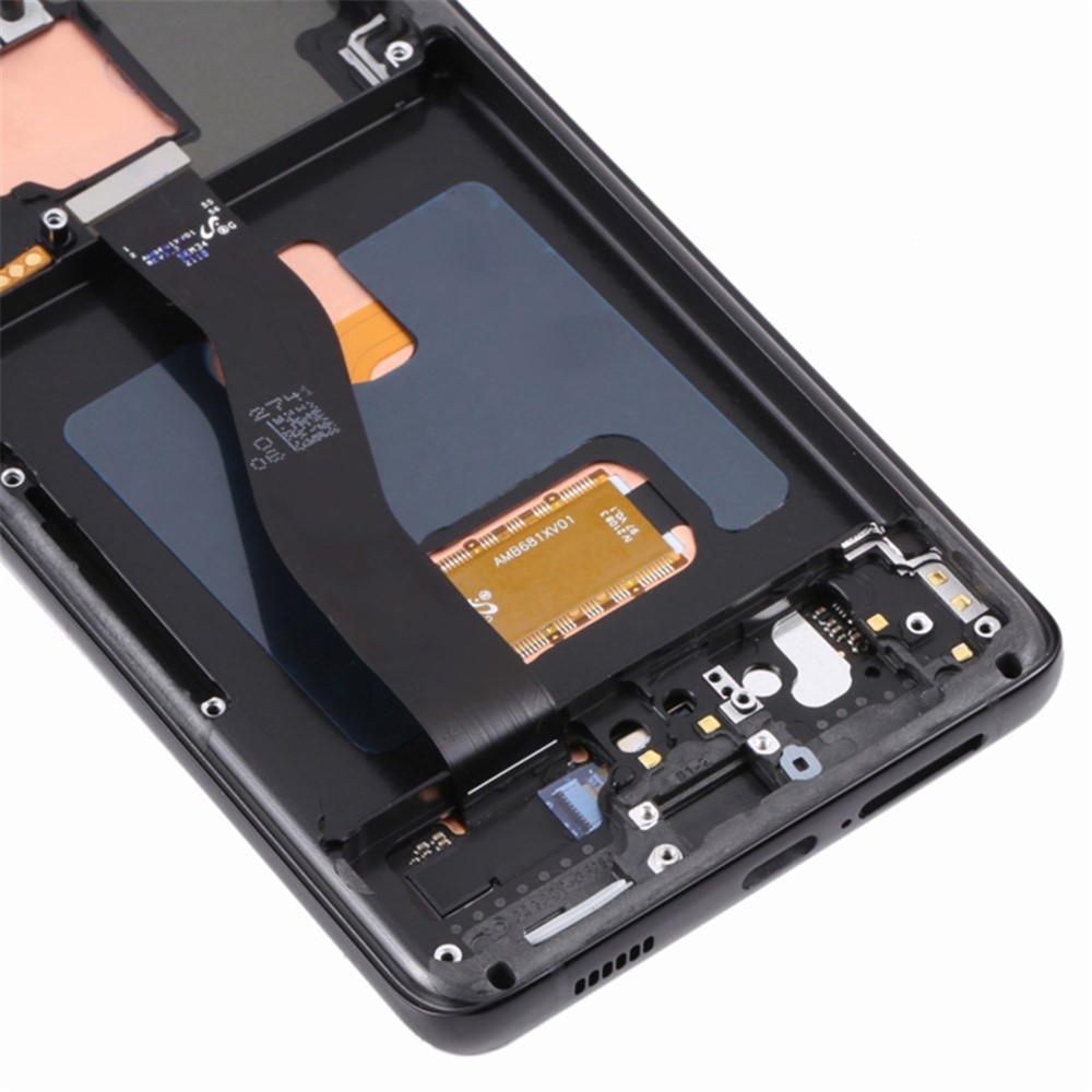 (OEM) Samsung Galaxy S21 Ultra 5G Ersatzdisplay AMOLED Touchscreen Digitizer mit Rahmen Bildschirm Reparatur – Schwarz