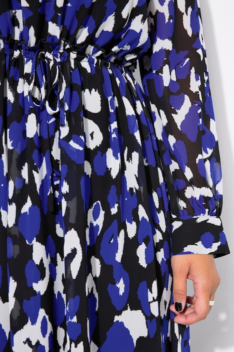 Maxikleid, A-Line, Color-Leo, Langarm