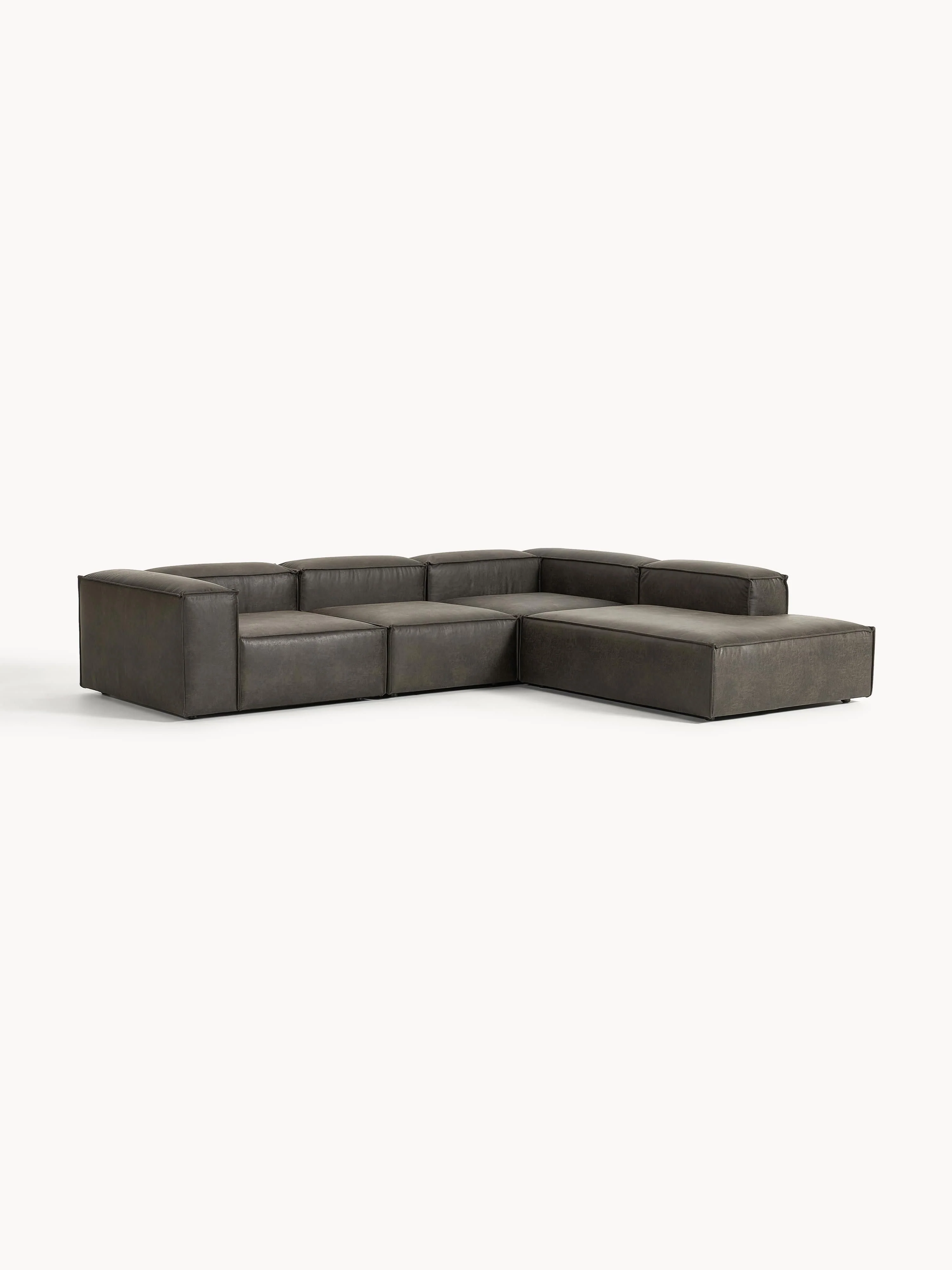 XL modulaire hoekbank Lennon van gerecycled leer (4-zits)