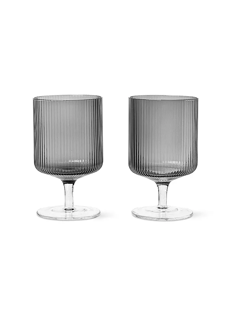 FERM LIVING Weinglas 2er Set Ripple Clear transparent