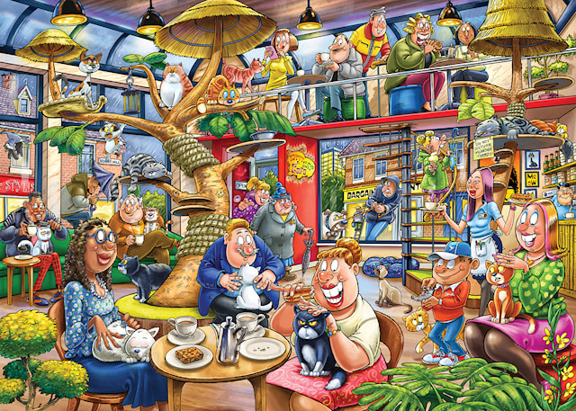 Wasgij Mystery 28 Puslespill Feline Frenzy! Puslespill 1000 brikker