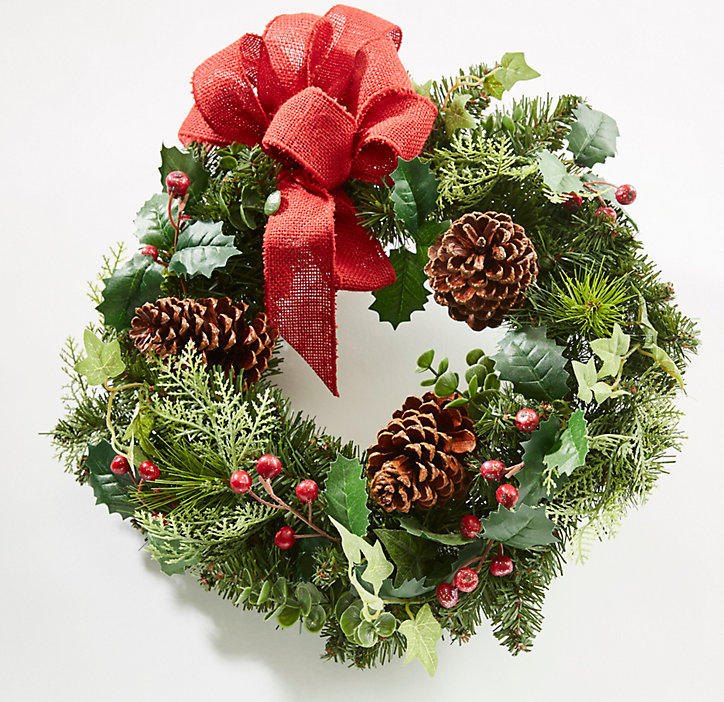 Couronne de Noël avec ornements coloris rouge, diam. 50 cm