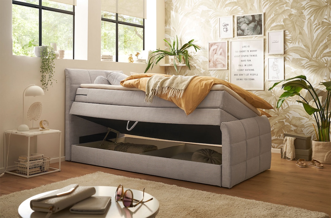 Boxspringbett DARIO 100 x 200 cm grau