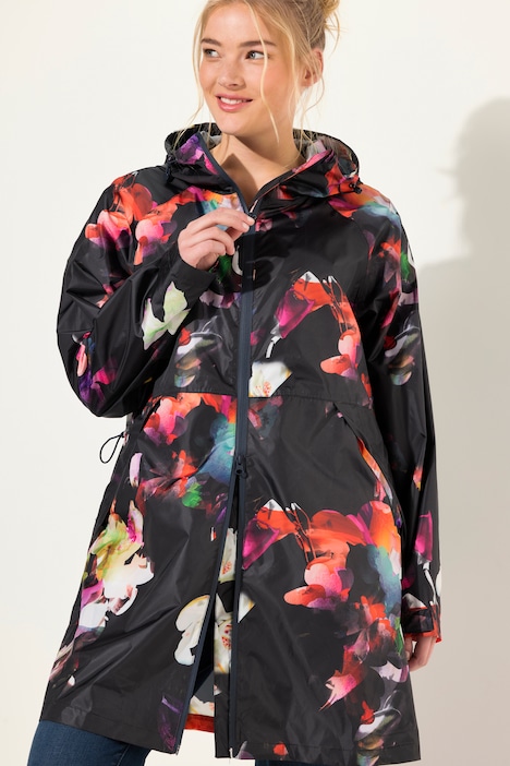 Funktions-Regenmantel, Kapuze, Zipper, verdeckte Taschen