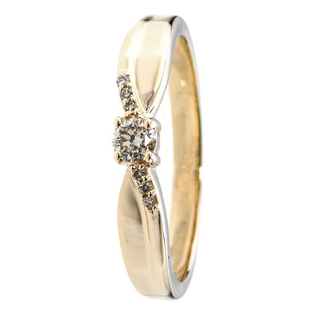 Brillant-Ring, champagnerfarben, Gold 375 poliert