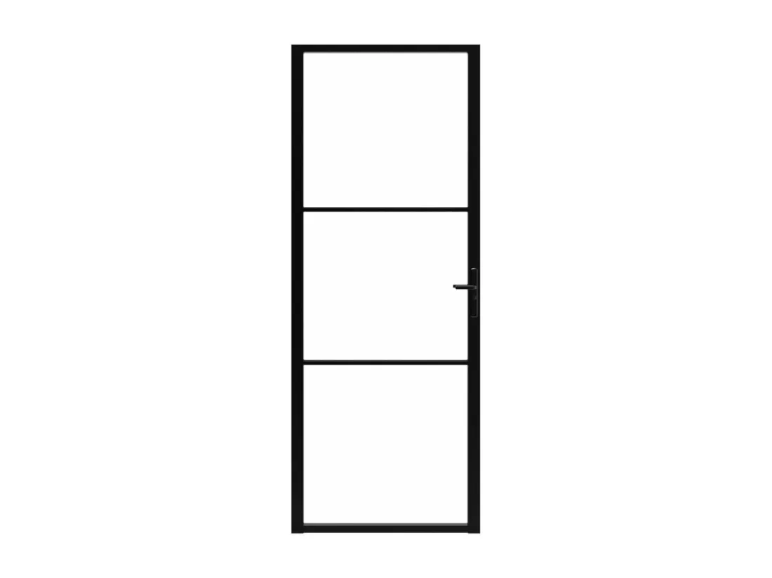 Porte intérieure Verre ESG et aluminium 76x201,5 cm Noir