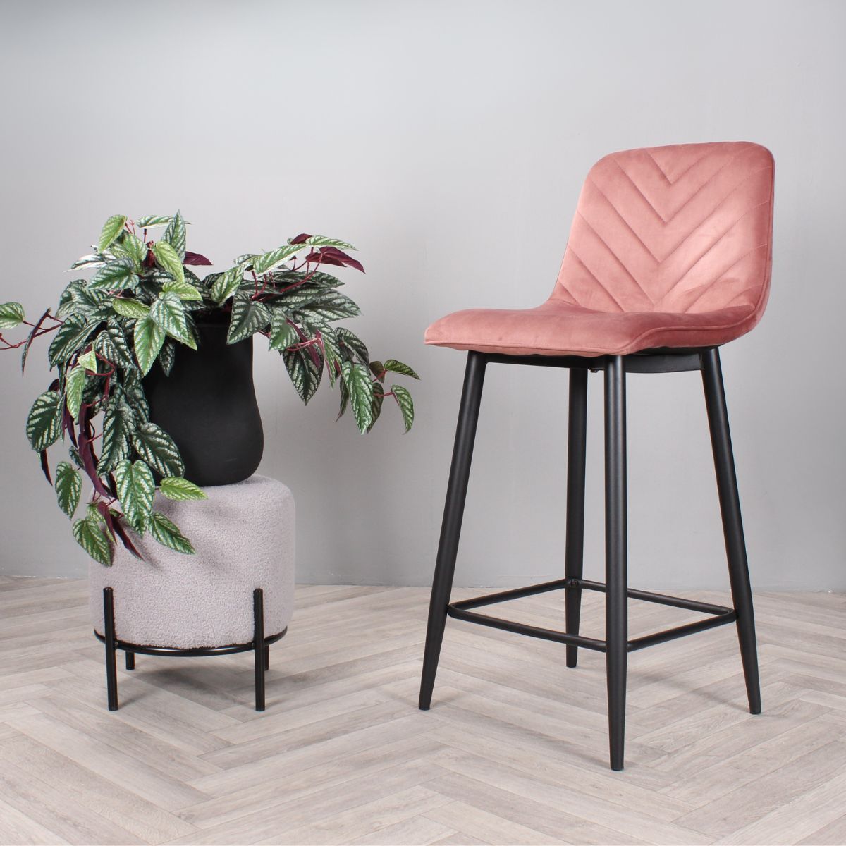DS4U - Gaby barkruk velvet 65 cm 2.0 - roze
