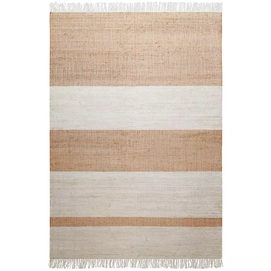 Green Looop Handweb-Teppich Vante cremebeige, cognacbraun