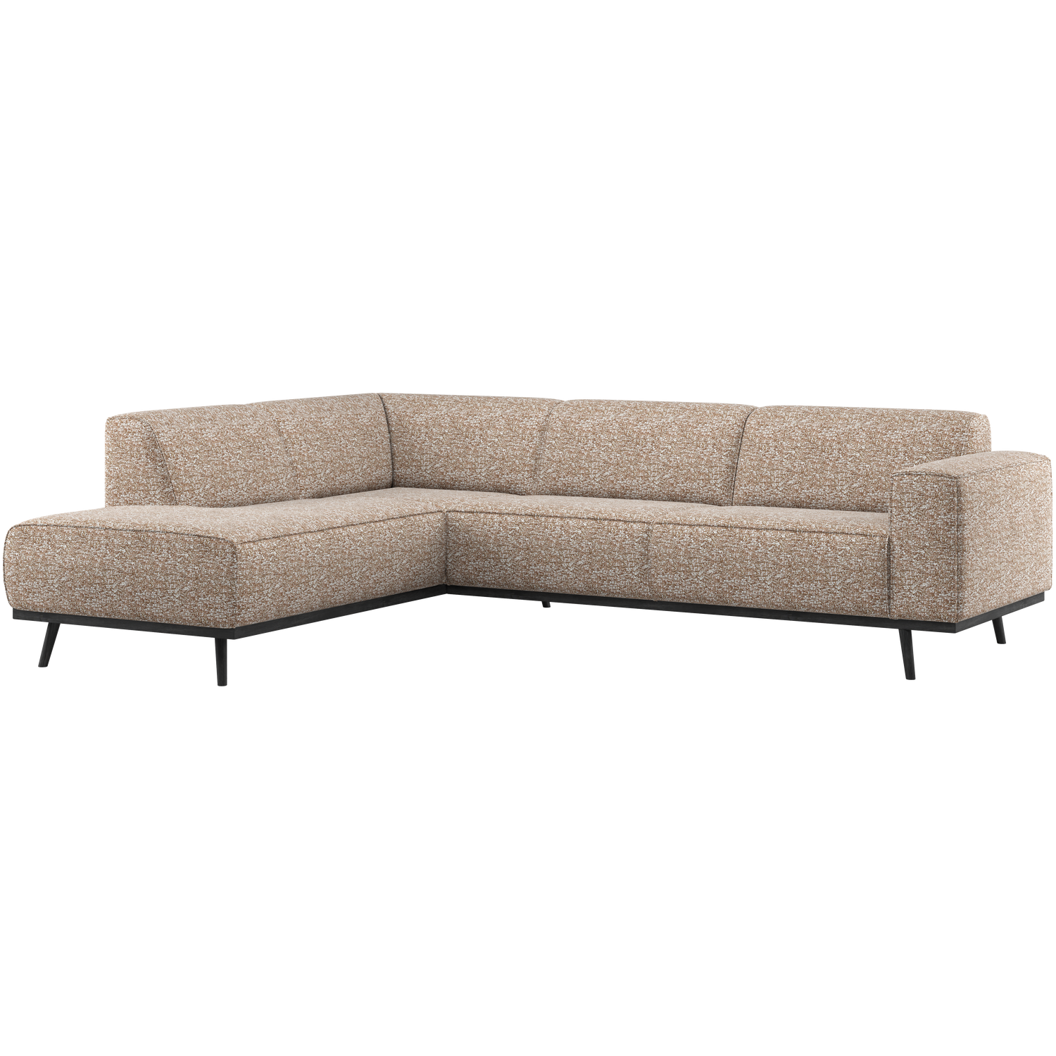 WOOOD Statement Hoekbank Links - Polyester - Lichtbruin Melange
