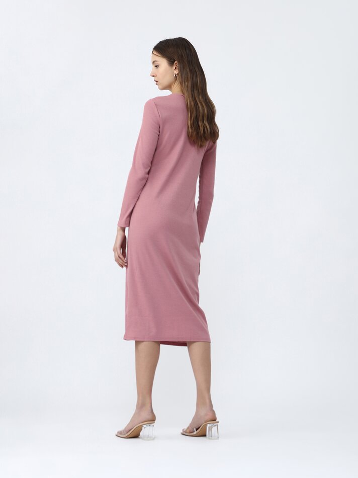 Vestido midi com nó - Rosa