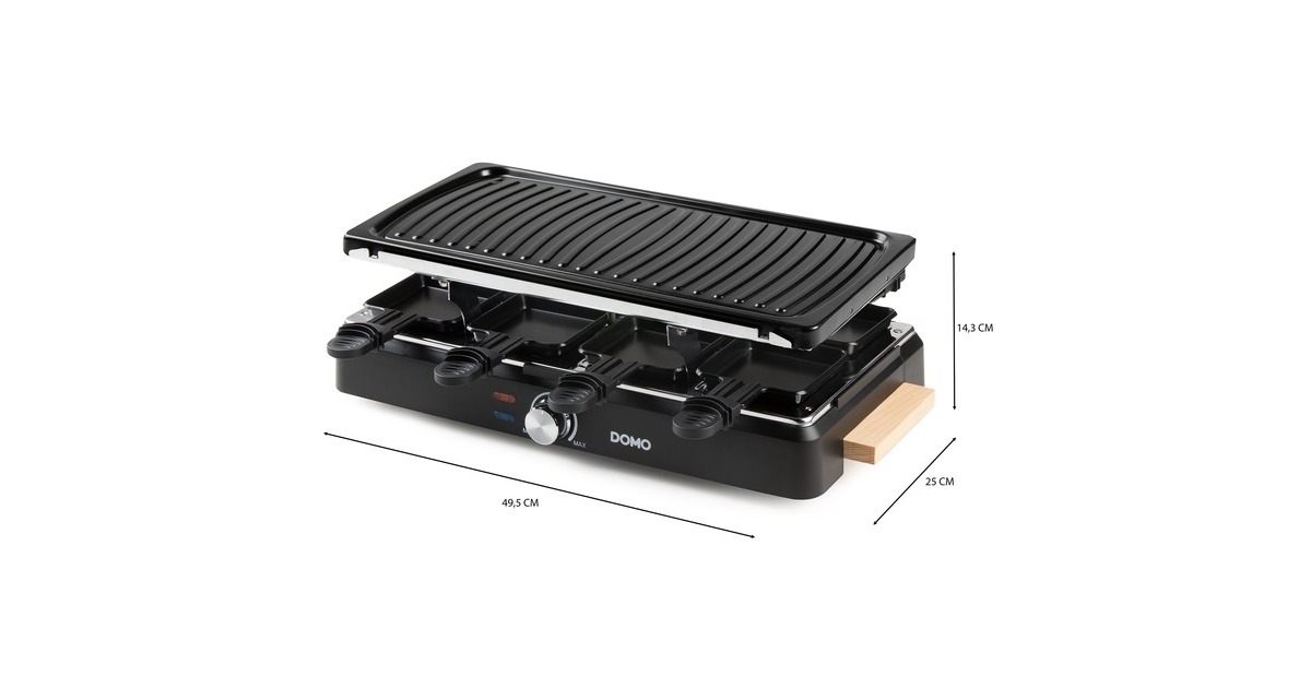 DomoRaclette-grill DO9261G gourmetstel  (Zwart/houtkleur)