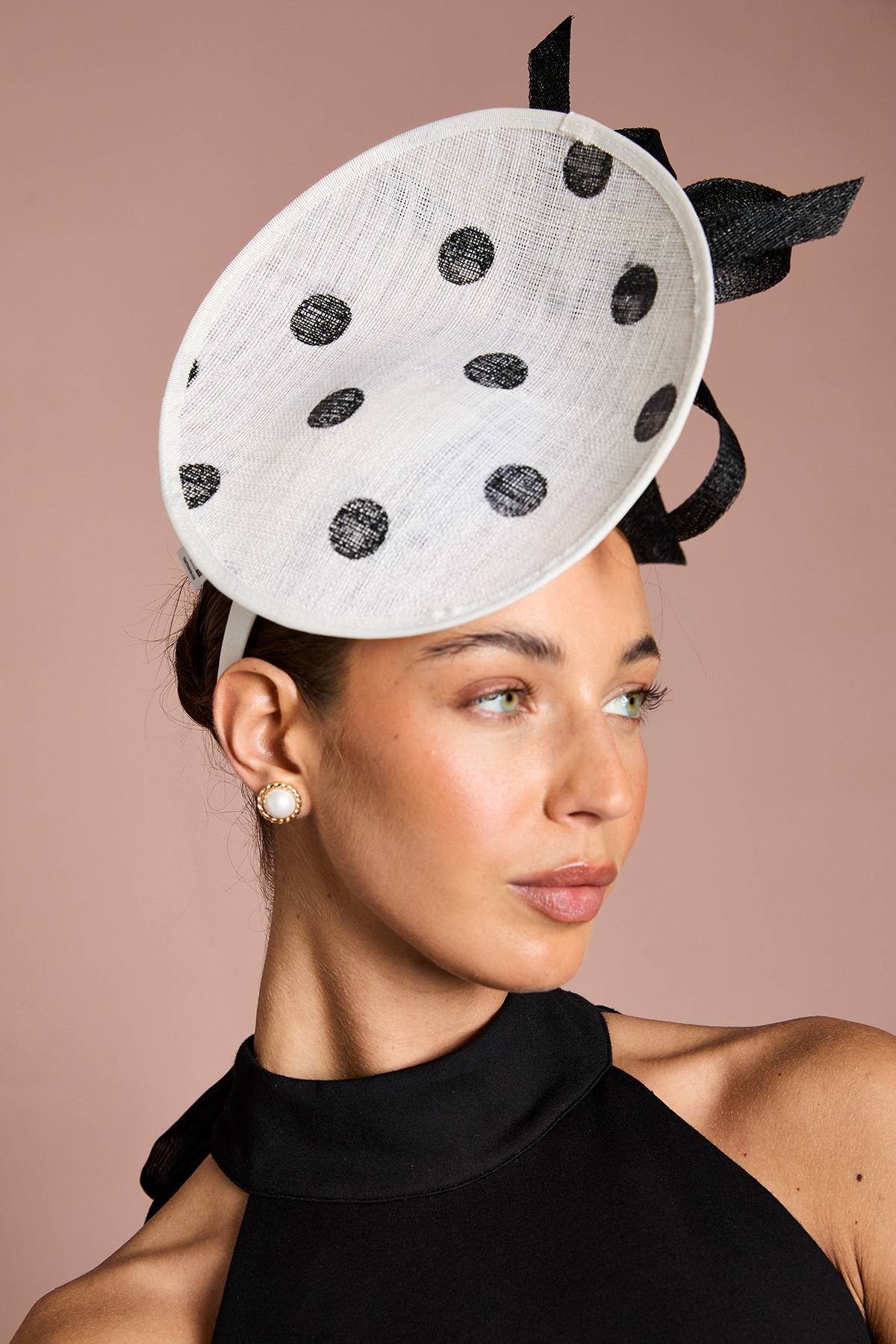 Coast Bibi Fascinator Lisa Tan À Pois Imprimés Avec Disque Et Boucle