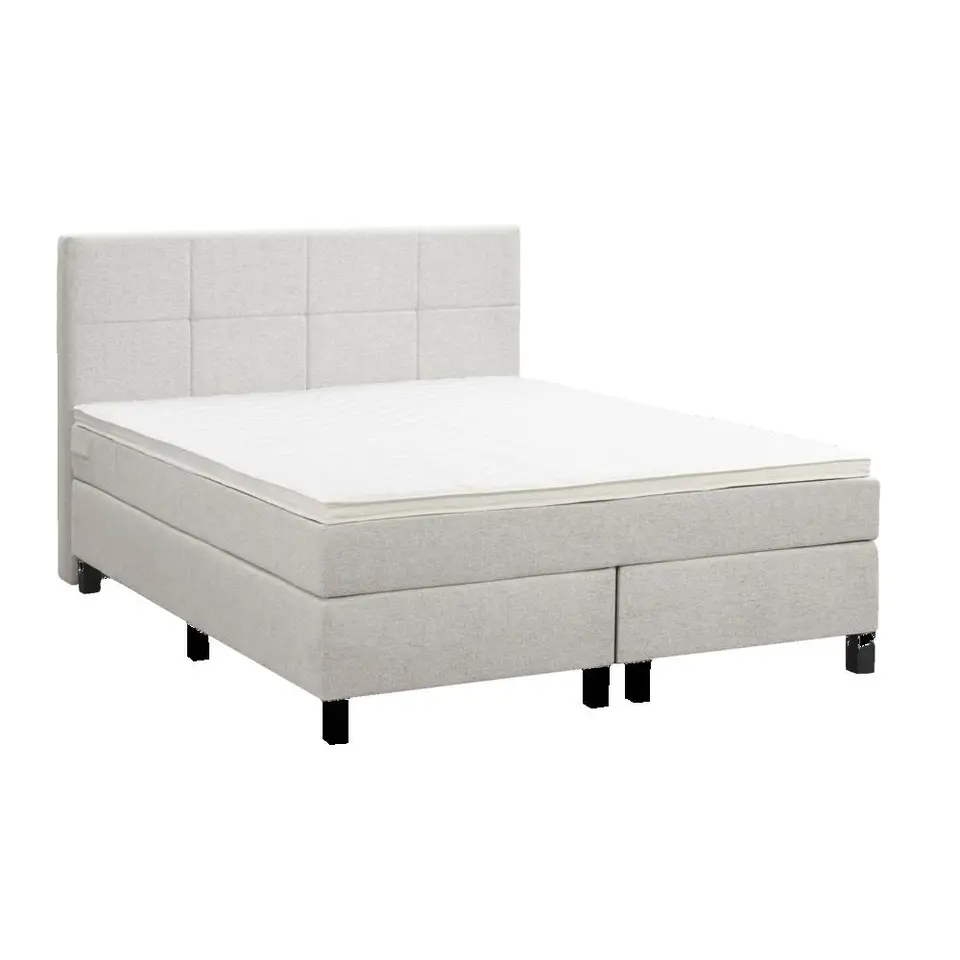 Boxspring Liv geblokt - ecru - 140x200 cm - vierkante poot