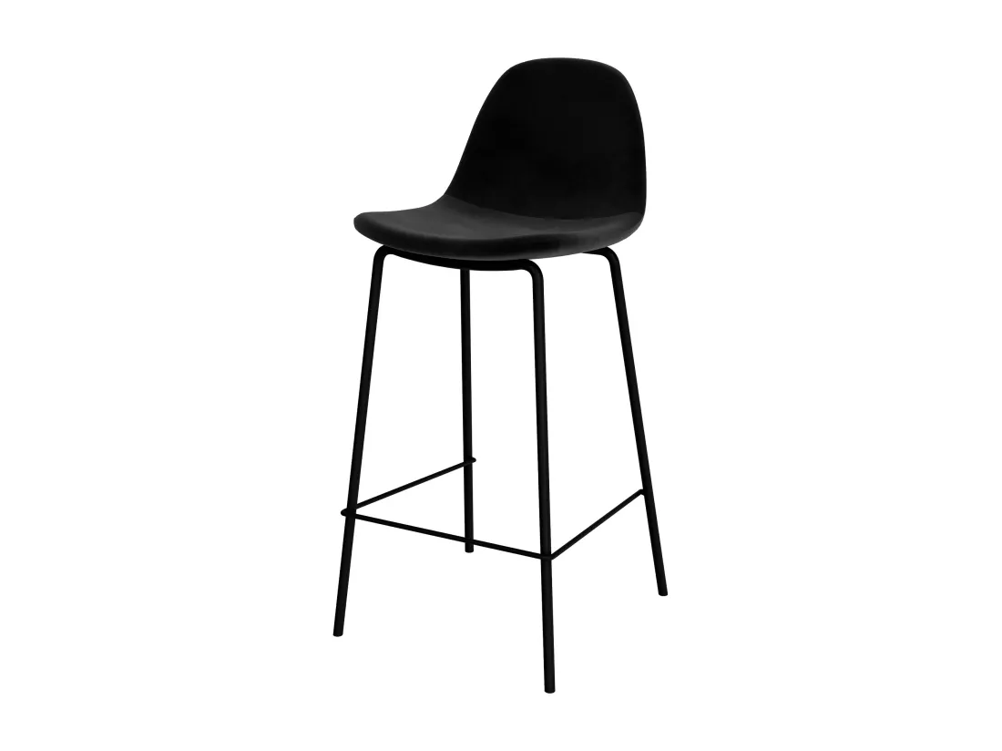 Lot de 2 chaises pour îlot central 65 cm en velours noir - Henrik