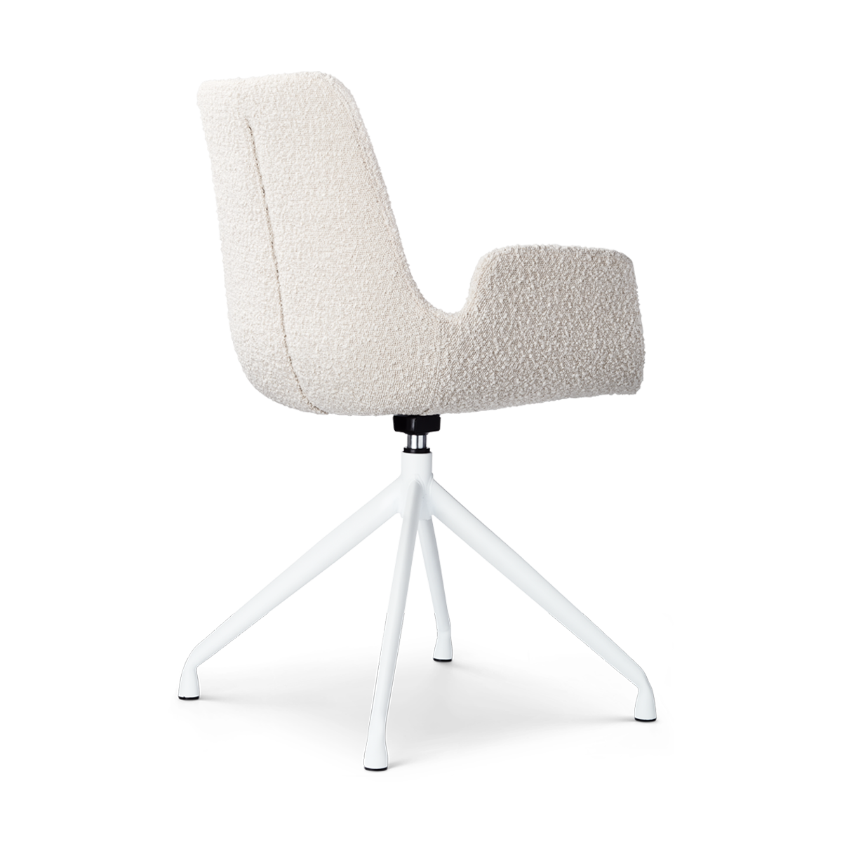 Eetkamerstoel Nola-Eef bouclé beige - wit onderstel