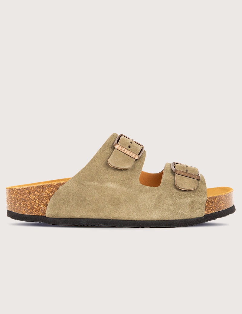 PLAKTON MULES FEMME DOUBLE BRIDE KAKI CLAIR